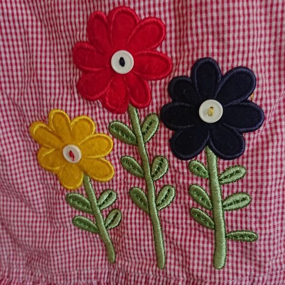 Samara red white gingham dress with floral Applique Dress size 4T - Picture 5 of 10
